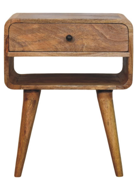 Avora Oak-ish Nightstand with Drawer and open slot