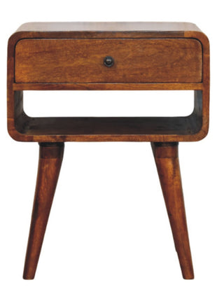 Avora Chestnut Nightstand with Drawer and open slot