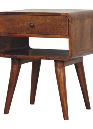 Avora Chestnut Nightstand with Drawer and open slot
