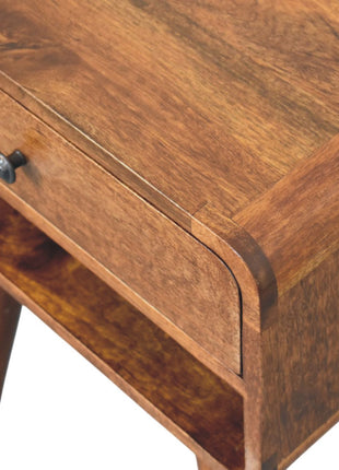 Avora Chestnut Nightstand with Drawer and open slot