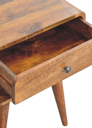 Avora Chestnut Nightstand with Drawer and open slot