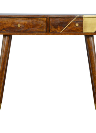 Gold Geo Chestnut Console Table