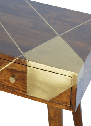 Gold Geo Chestnut Console Table