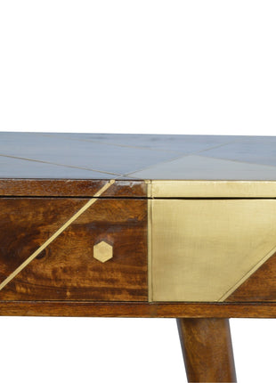 Gold Geo Chestnut Console Table