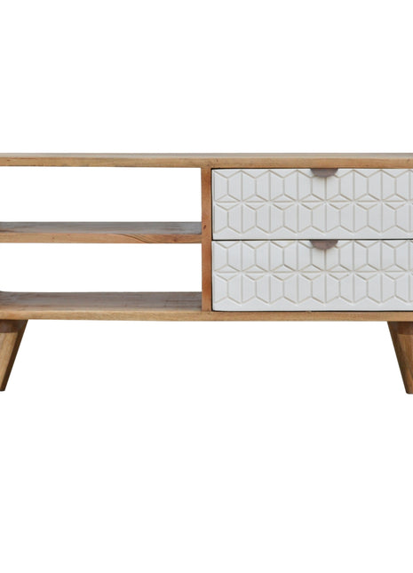 Sleek White Carved Media Unit