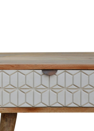 Sleek White Carved Coffee Table