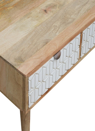 Sleek White Carved Coffee Table