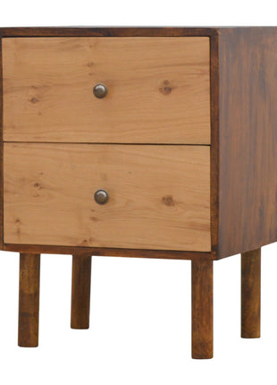 Oak Front 2 Drawer Bedside