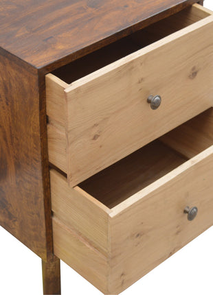 Oak Front 2 Drawer Bedside
