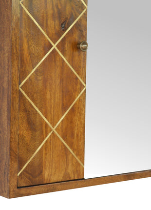 Sliding Brass Wall Mirror Cabinet