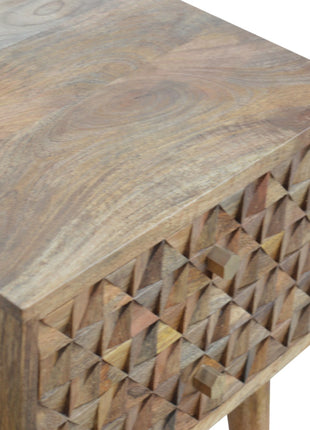 Diamond Carve Nachttisch mit 2 Schubladen