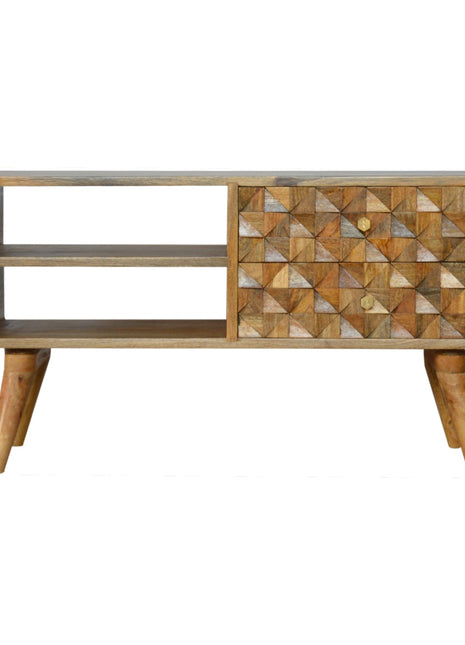 Diamond Carved Oak-ish Media Unit