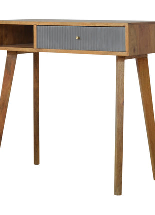 Schreibtisch mit geschnitztem Design in Grau