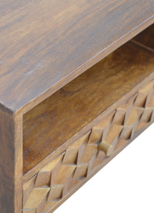 Chestnut Cube Carved TV Unit