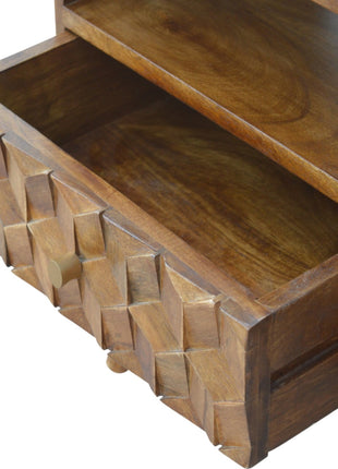 Chestnut Cube Carved TV Unit