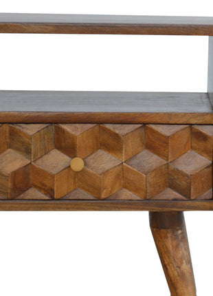 Chestnut Cube Carved TV Unit