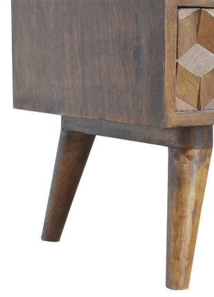 Chestnut Cube Carved TV Unit