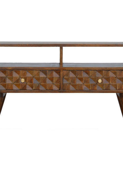 Chestnut Diamond Carved TV Unit