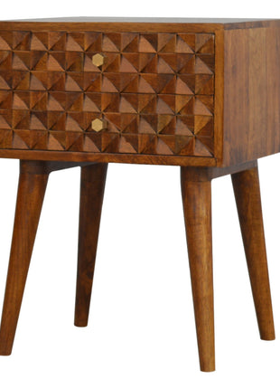 Diamond Carved Chestnut Bedside