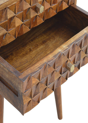 Diamond Carved Chestnut Bedside