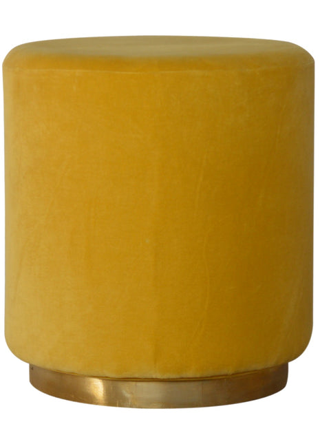 IN818 - Mustard Velvet Footstool with Gold Base
