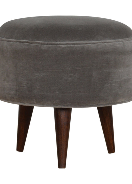 Grey Velvet Nordic Style Footstool