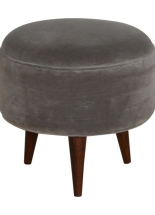 Grey Velvet Nordic Style Footstool