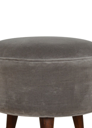 Grey Velvet Nordic Style Footstool