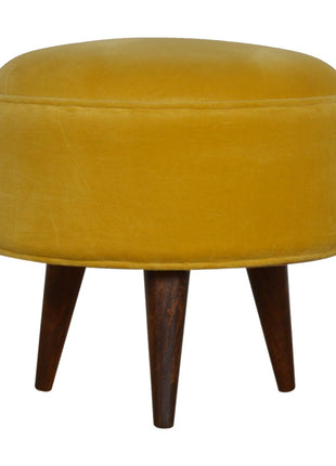 Mustard Velvet Nordic Footstool