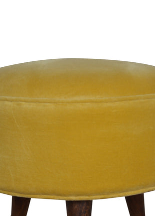 Mustard Velvet Nordic Footstool
