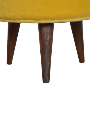 Mustard Velvet Nordic Footstool