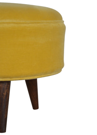 Mustard Velvet Nordic Footstool