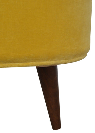 Mustard Velvet Nordic Footstool