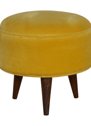 Mustard Velvet Nordic Footstool