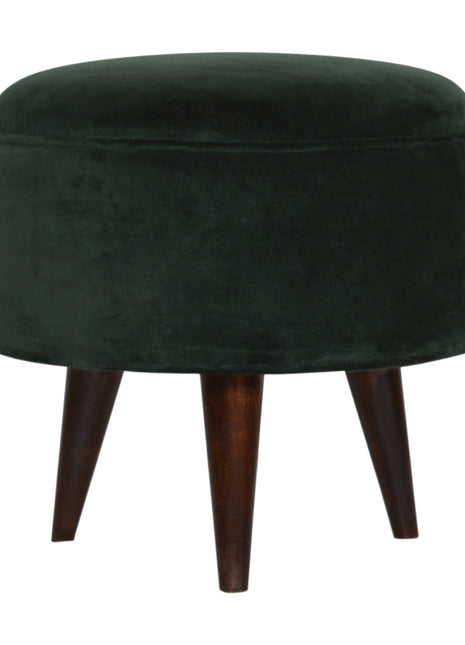 Taburete nórdico de terciopelo verde esmeralda
