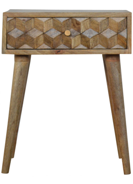 Cube Carved 1 Drawer Bedside