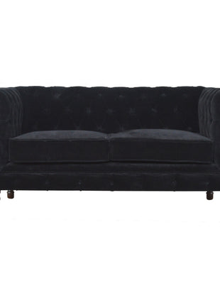 Schwarzes Chesterfield-Sofa aus Samt