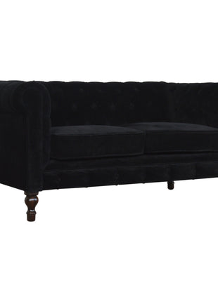 Schwarzes Chesterfield-Sofa aus Samt
