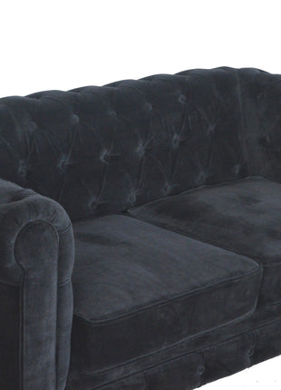 Schwarzes Chesterfield-Sofa aus Samt