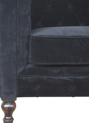 Schwarzes Chesterfield-Sofa aus Samt