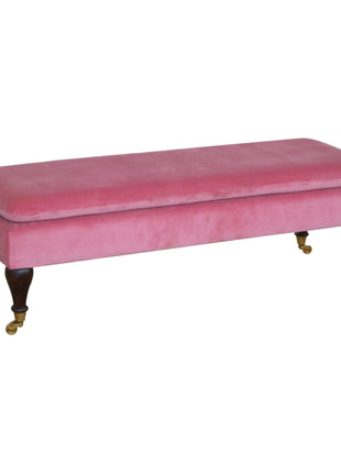 Pink Velvet Castor Bench