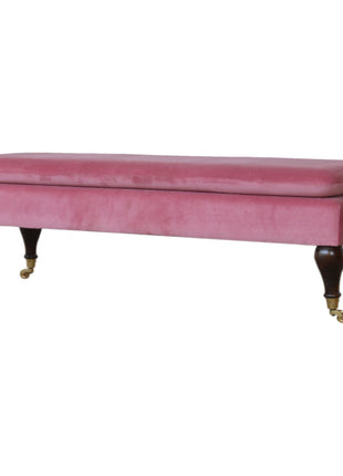 Pink Velvet Castor Bench