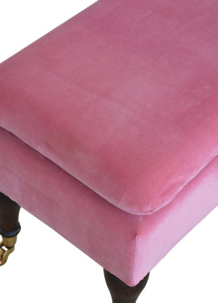 Pink Velvet Castor Bench