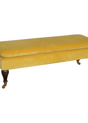 Mustard Velvet Castor Bench