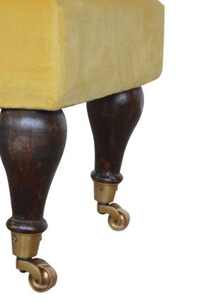 Mustard Velvet Castor Bench