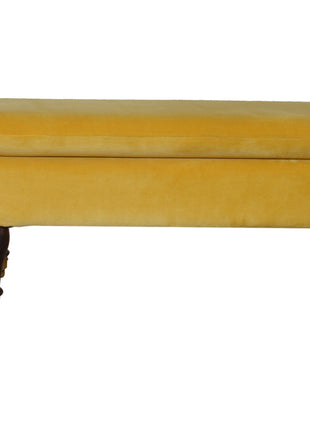 Mustard Velvet Castor Bench