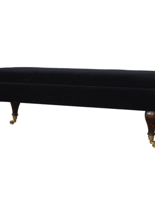 Black Velvet Castor Bench