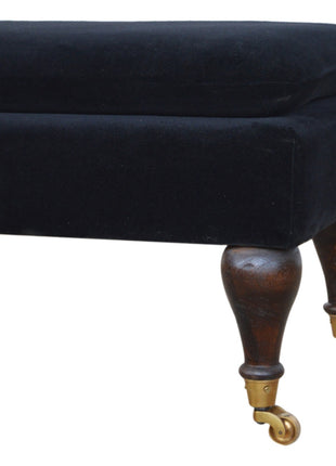 Black Velvet Castor Bench