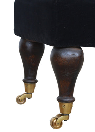 Black Velvet Castor Bench