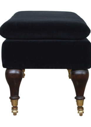 Black Velvet Castor Bench